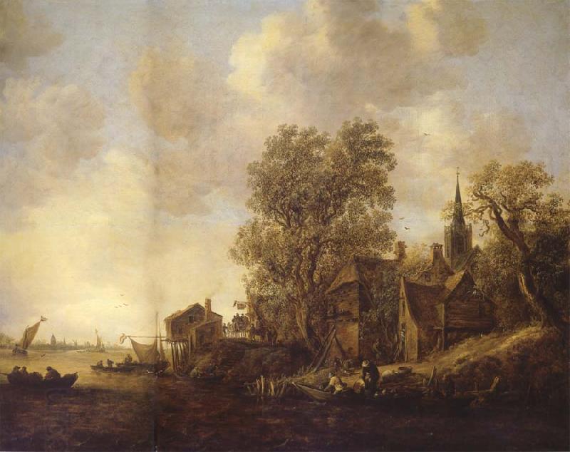 REMBRANDT Harmenszoon van Rijn View of a Town on a River China oil painting art